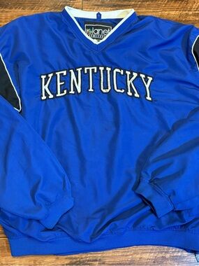 Vintage Planet Athletics Kentucky Wildcats Jacket Blue & White Pullover Size XL